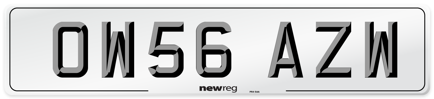 OW56 AZW Number Plate from New Reg